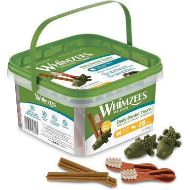 Whimzees Medium Dog Dental Treats Variety Value Box 28 Pack