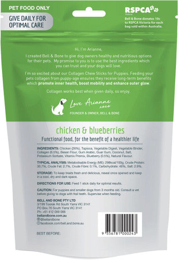 Bell & Bone Collagen Chews Puppies & Small Dogs - Chicken 5 Sticks