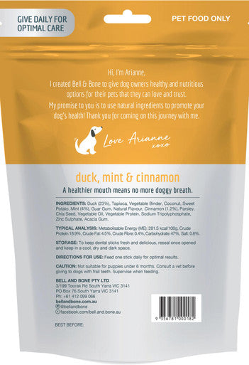 Bell & Bone Duck, Mint & Cinnamon - Large 7 Dental Sticks