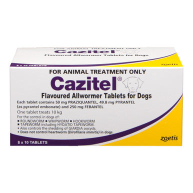 Cazitel Allwormer for Dogs up to 10 kg - 80 Tablets