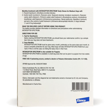 Interceptor Chews for Medium Dogs 11-22 kg - Yellow 6 Pack