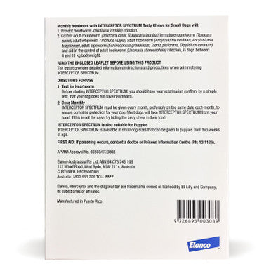 Interceptor Chews for Small Dogs 4-11 kg - Green 6 Pack