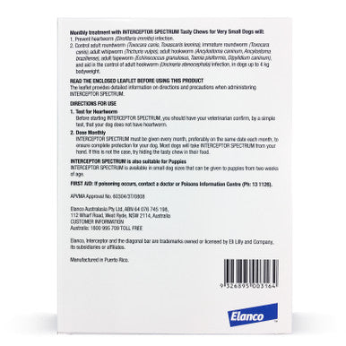 Interceptor Chews for Very Small Dogs up to 4 kg - Orange 3 Pack