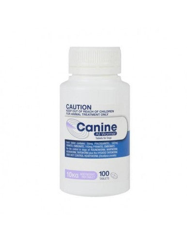 Canine All Wormer Tablets for Dogs 10kg - 100 Tablets