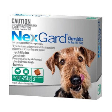 NexGard For Medium Dogs Green 10.1-25kg - 6 Pack