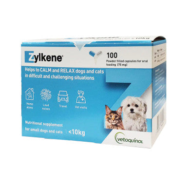 Zylkene Calming Supplement Cats & Dogs Under 10kg - 100 Capsules