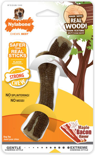 Nylabone Strong Maple Bacon Chew Stick Dog Toy Medium