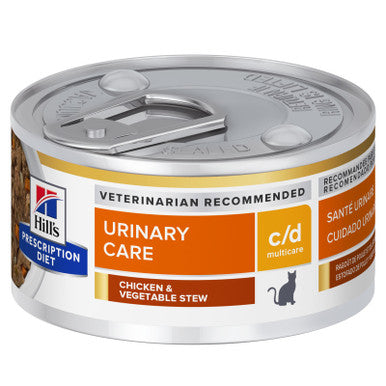 Hills Prescription Diet Feline c/d Urinary Care Multicare Chicken & Vegetable Stew Wet Cat Food 82g x 24