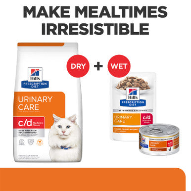 Hills Prescription Diet Feline c/d Urinary Care Multicare Stress Chicken & Vegetable Stew Wet Cat Food 82g x 24