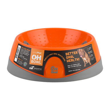 LickiMat Oh Bowl Oral Hygiene Dog Bowl Large Orange