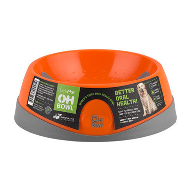 LickiMat Oh Bowl Oral Hygiene Dog Bowl Medium Orange