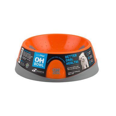 LickiMat Oh Bowl Oral Hygiene Dog Bowl Small Orange