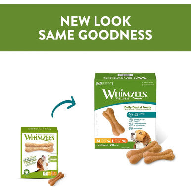 Whimzees Ricebone Medium-Large Dental Dog Treats 20 Pack