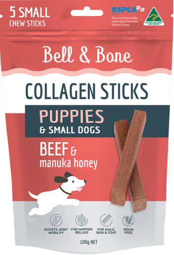 Bell & Bone Collagen Chews Puppies & Small Dogs - Beef 5 Sticks