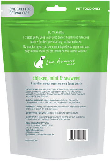 Bell & Bone Chicken, Mint & Seaweed - Large 7 Dental Sticks