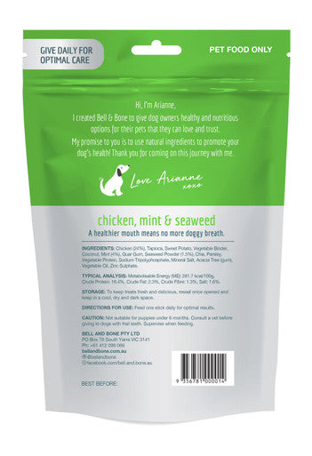Bell & Bone Chicken, Mint & Seaweed - Medium 7 Dental Sticks