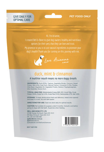 Bell & Bone Duck, Mint & Cinnamon - Medium 7 Dental Sticks