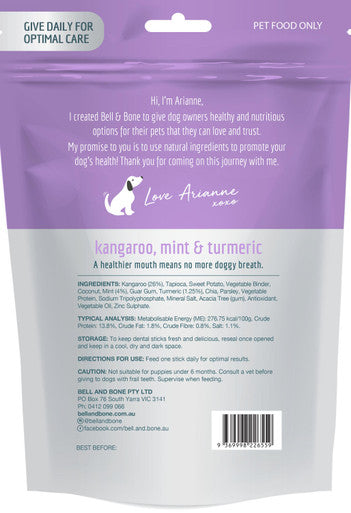 Bell & Bone Kangaroo & Turmeric - Large 7 Dental Sticks