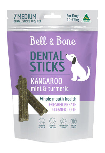 Bell & Bone Kangaroo & Turmeric - Medium 7 Dental Sticks