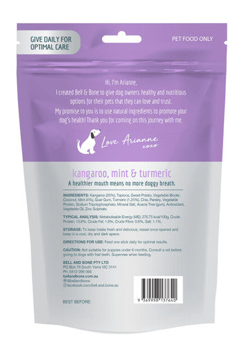 Bell & Bone Kangaroo & Turmeric - Medium 7 Dental Sticks