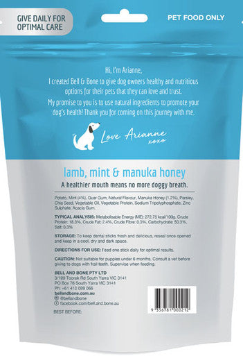 Bell & Bone Lamb, Mint & Manuka Honey - Large 7 Dental Sticks