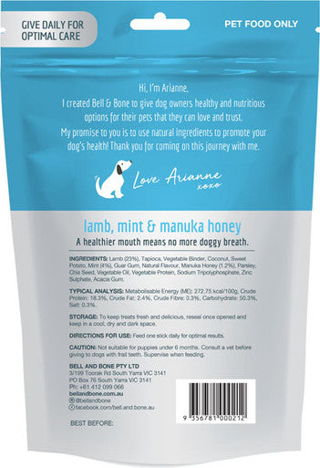 Bell & Bone Lamb, Mint & Manuka Honey - Small 7 Dental Sticks