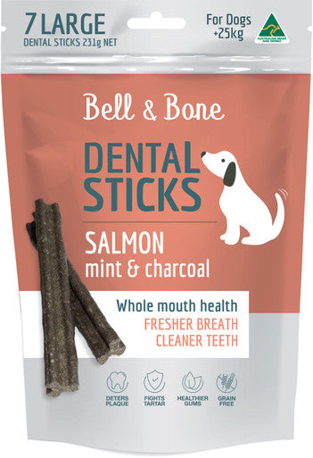 Bell & Bone Salmon, Mint & Charcoal - Large 7 Dental Sticks