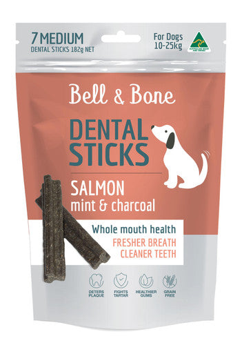 Bell & Bone Salmon, Mint & Charcoal - Medium 7 Dental Sticks