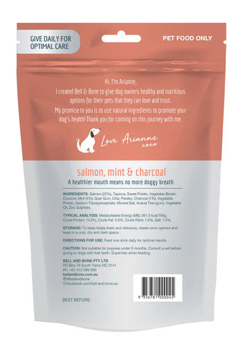 Bell & Bone Salmon, Mint & Charcoal - Medium 7 Dental Sticks