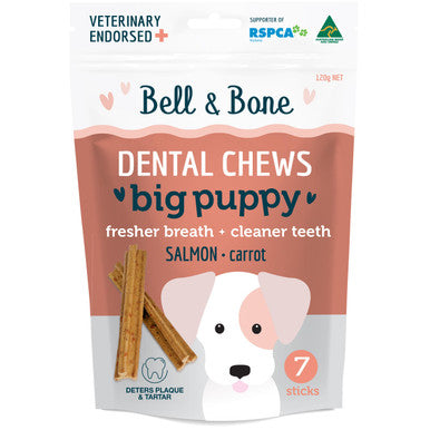 Bell & Bone Big Puppy Chews Salmon - 7 Dental Sticks
