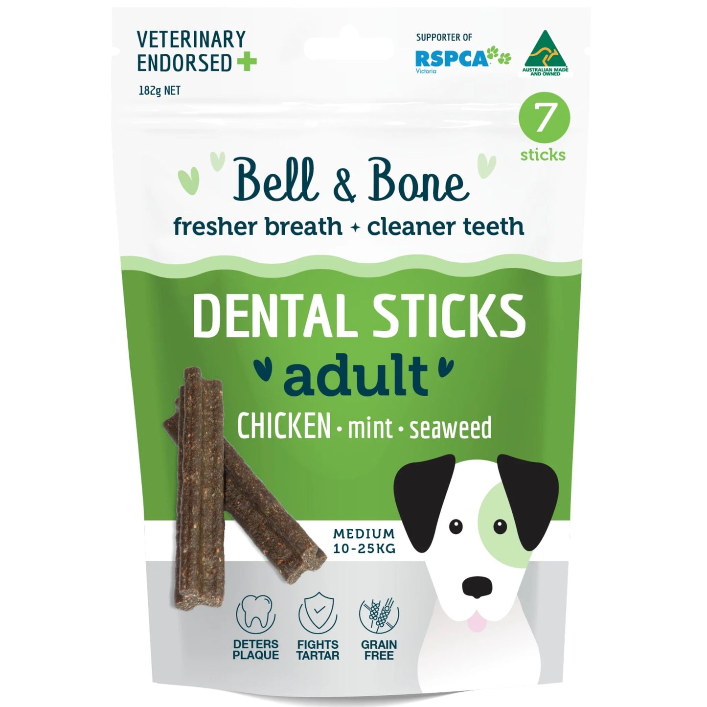 Bell & Bone Chicken, Mint & Seaweed - Medium 7 Dental Sticks