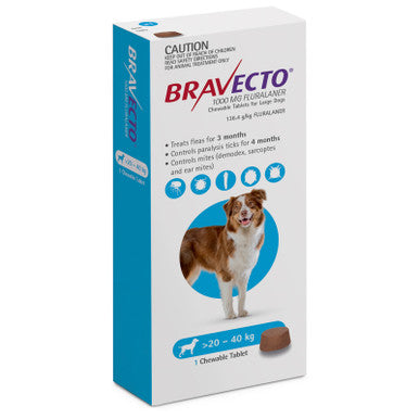 Bravecto for Large Dogs 20-40kgs - 1 Chew