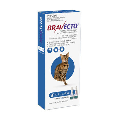 Bravecto Spot On For Cats Blue 2.8-6.25kg - 2 Dose Pack