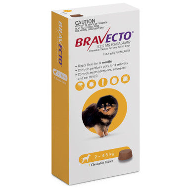 Bravecto for Very Small Dogs 2 - 4.5kgs - 1 Chew