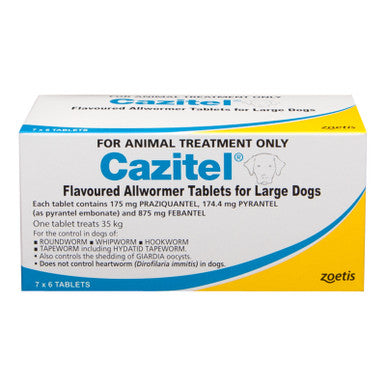 Cazitel Allwormer for Large Dogs up to 35 kg - 42 Tablets