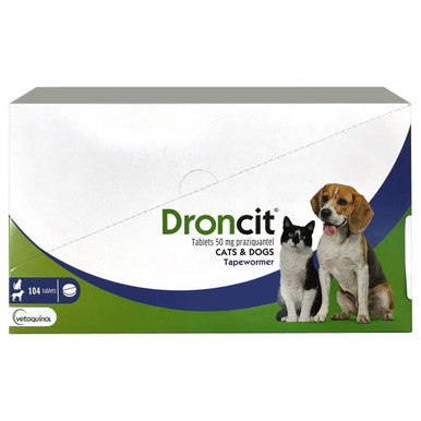 Droncit Tapewormer for Dogs and Cats - 104 Tablets