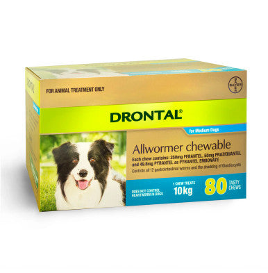 Drontal Allwormer Chews for Dogs up to 10 kg - 80 Pack