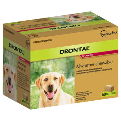 Drontal Allwormer Chews for Dogs up to 35 kg - 50 Pack