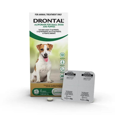 Drontal Allwormer Tablets for Small Dogs 3 kg - 4 Pack