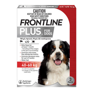 Frontline Plus for Extra Large Dogs 40-60kg - Red 3 Pack