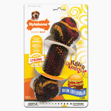 Nylabone Flavor Frenzy Rubber Chew, Bacon Cheeseburger Medium
