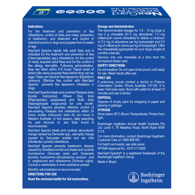 NexGard Spectra Chewables For Medium Dogs 7.6-15kg - Green 6 Pack