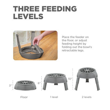 Outward Hound 3-in-1 Up Height Adjustable Dog Bowl - Grey