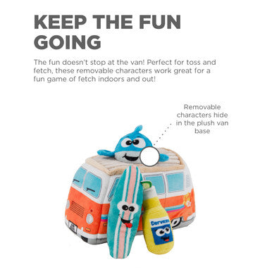 Outward Hound Hide A Surf Van Plush Dog Puzzle with 3 Squeaker Toys