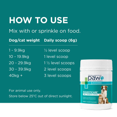 PAW DigestiCare Probiotic for Dogs & Cats - 143g