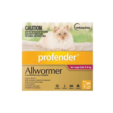 Profender Allwormer for Cats 5-8kg - Red 20 Doses