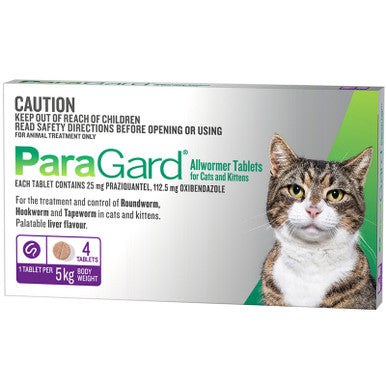 Paragard Allwormer For Cats & Kittens 5kg 4 tablets