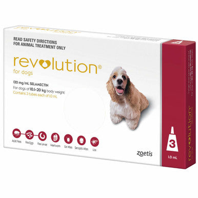 Revolution for Dogs 10.1-20kg - Red 3 Pack