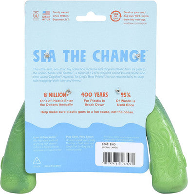 West Paw Seaflex Recycled Plastic Tug Dog Toy - Snorkl Emerald