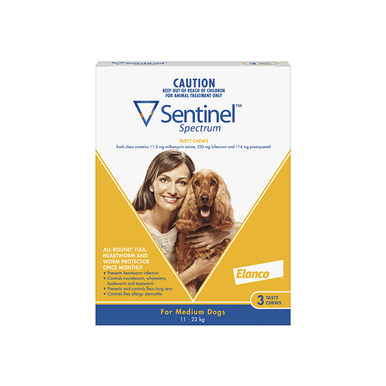 Sentinel Spectrum Tasty Chews for Medium Dogs 11-22 kg - Yellow 3 Pack